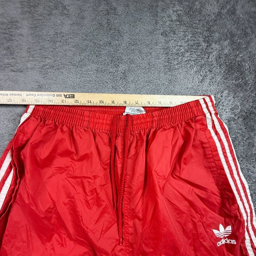 Adidas Originals Vintage 90s Red Nylon Track Pants Windbreaker Joggers Mens L